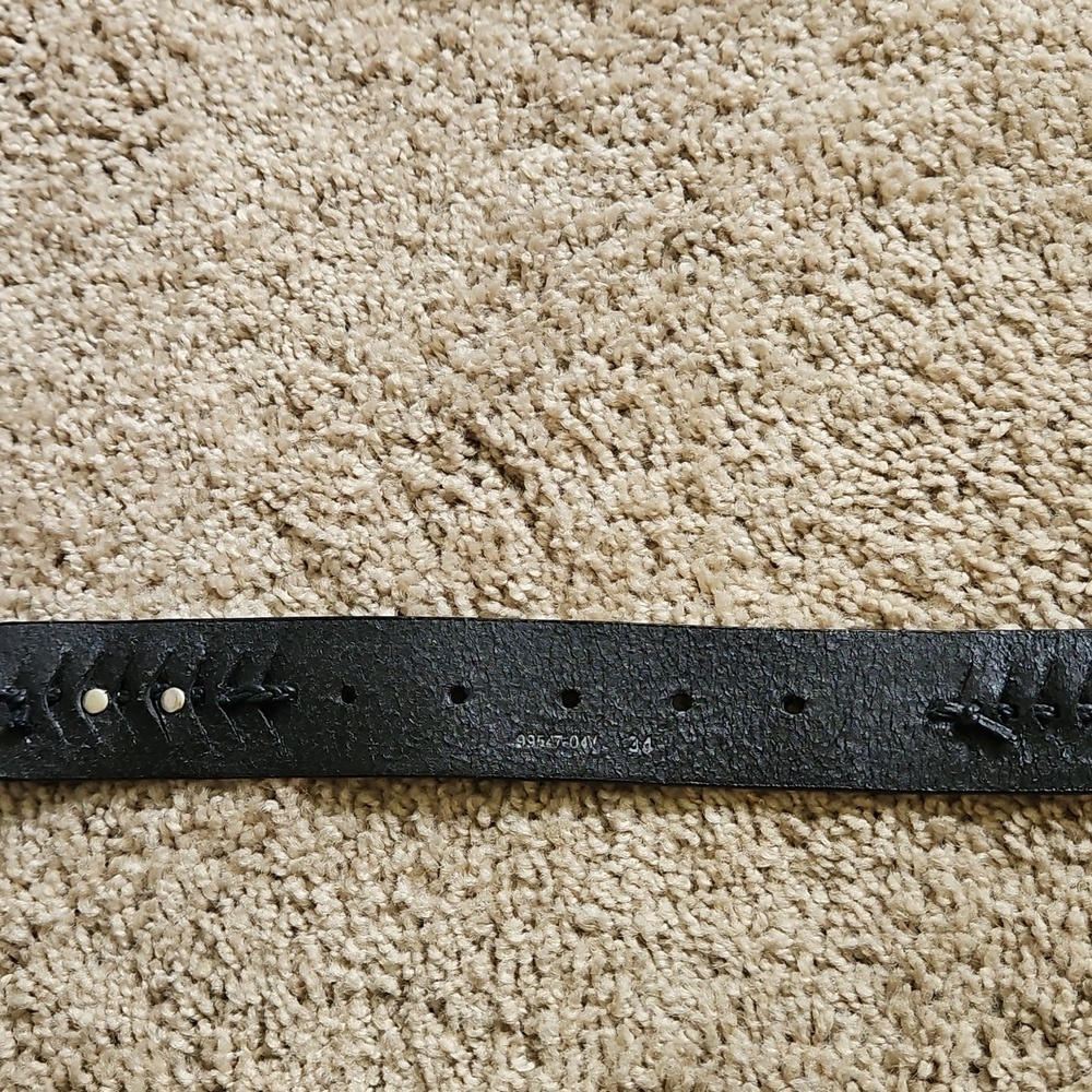 Harley Davidson Men's Black Leather Belt with Silver Buckle, Size 34 - Picture 6 of 7